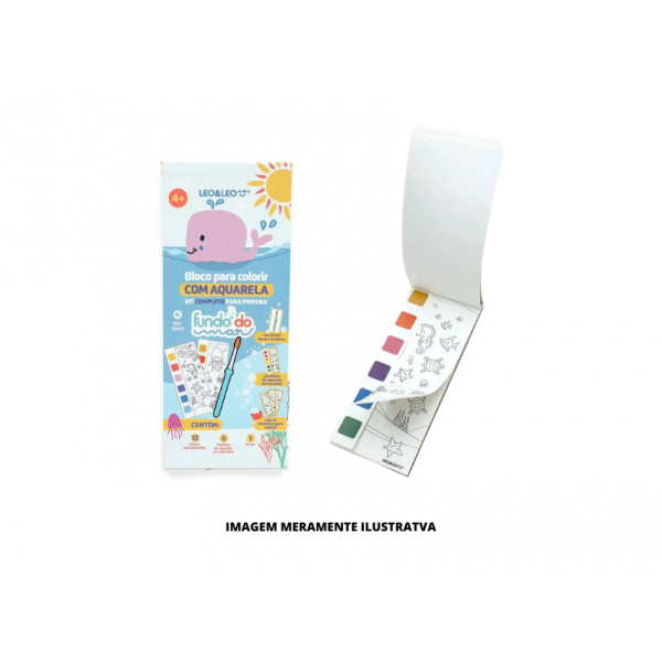 KIT BLOCO DE COLORIR - LEO&LEO - AQUARELA FUNDO DO MAR OPPBAG